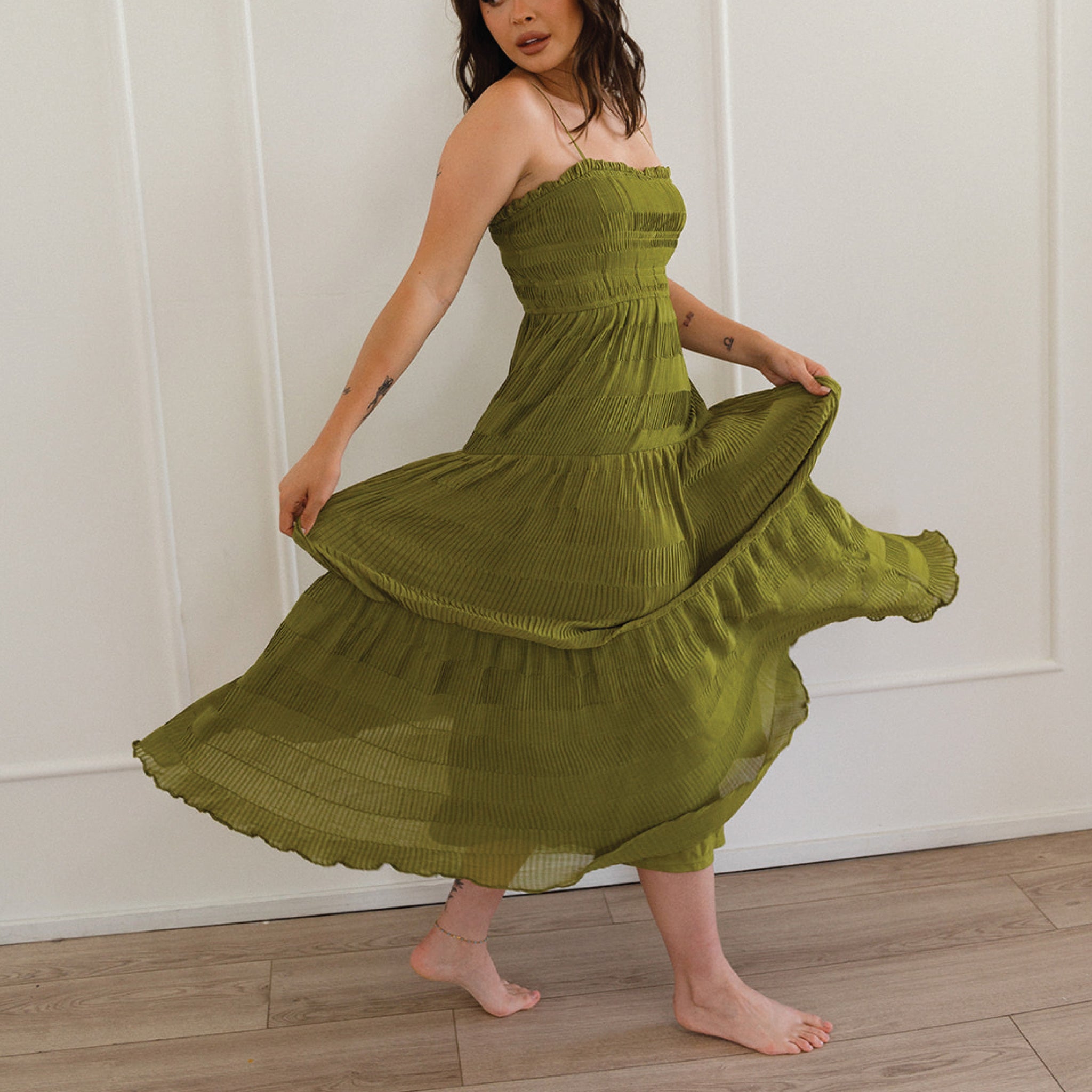 Marina Pleated Midi Dress CollinsTheLabel Marina Pleated Midi Dress CollinsTheLabel