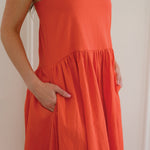 cotton midi dress with pockets